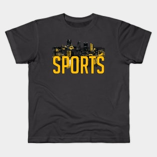 Pittsburgh Sports City Skyline Black and Yellow Kids T-Shirt